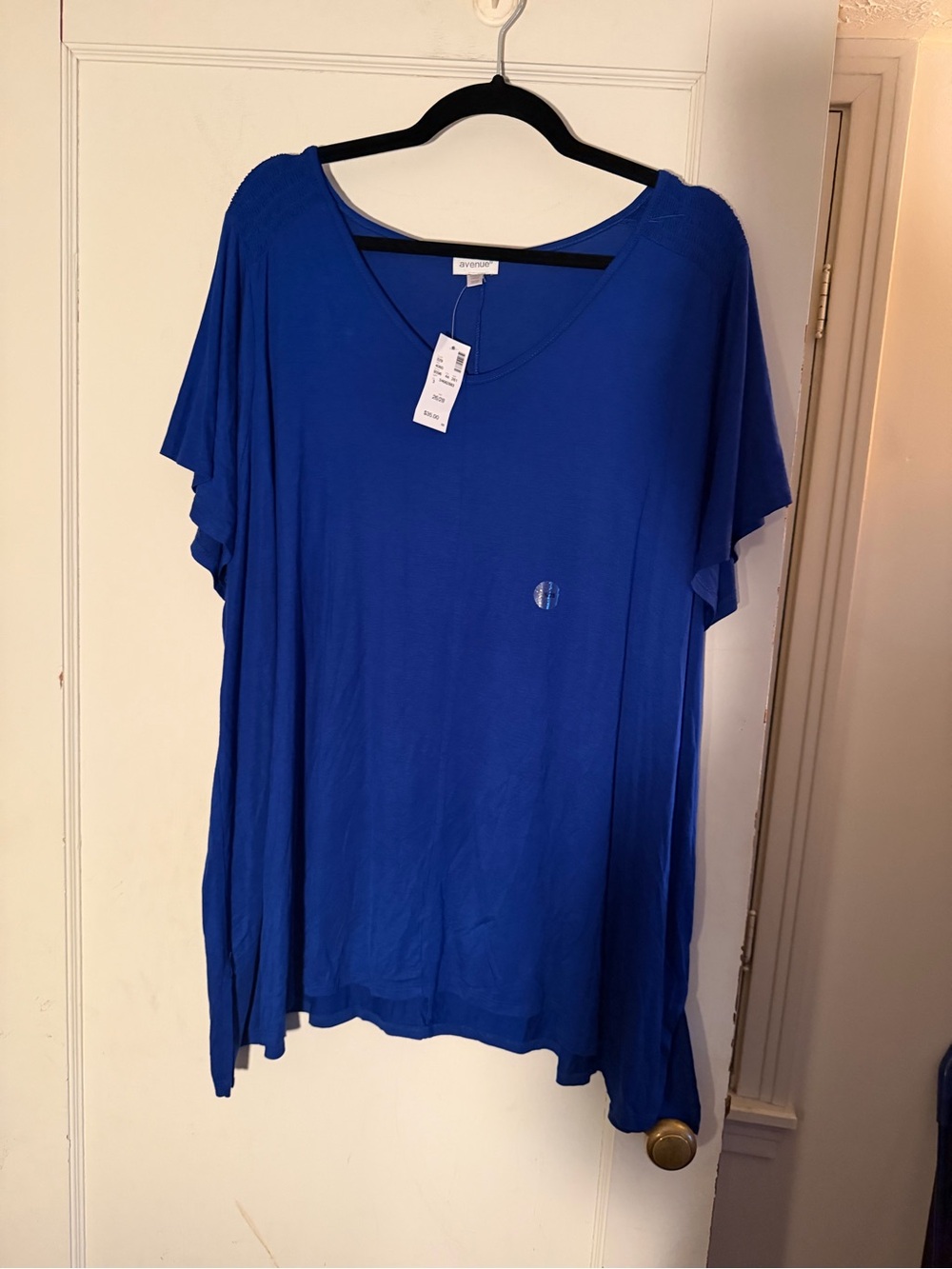 Avenue V-Neck Flutter Sleeve Tunic - Cobalt Blue